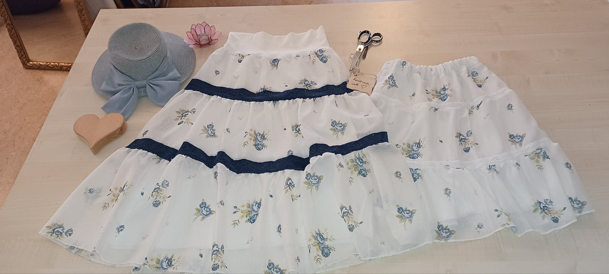 "Rose" Kinder Stufenrock MiniMe blau
