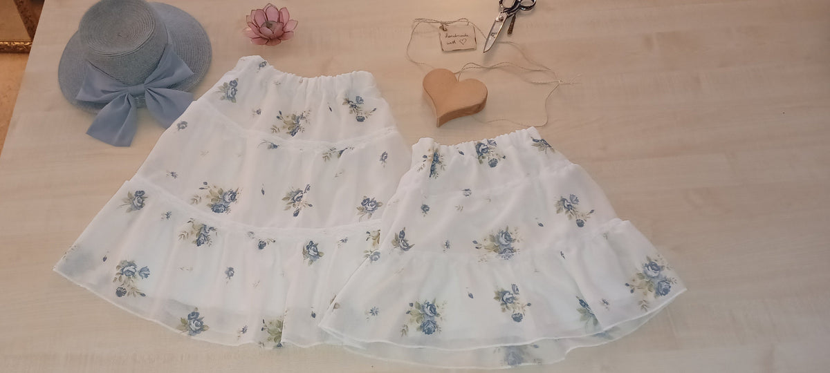 "Rose" Kinder Stufenrock MiniMe blau