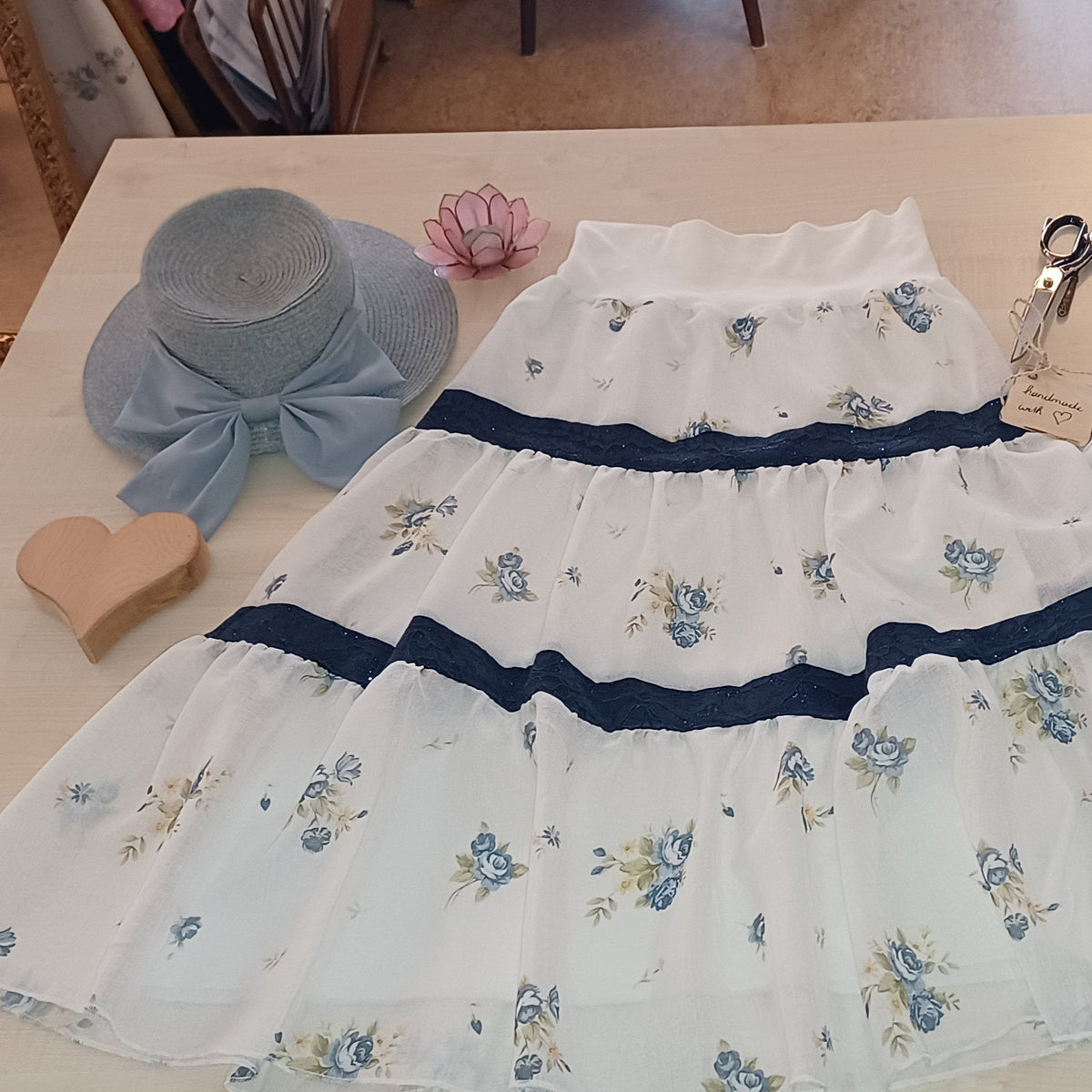 "Rose" Kinder Stufenrock MiniMe blau
