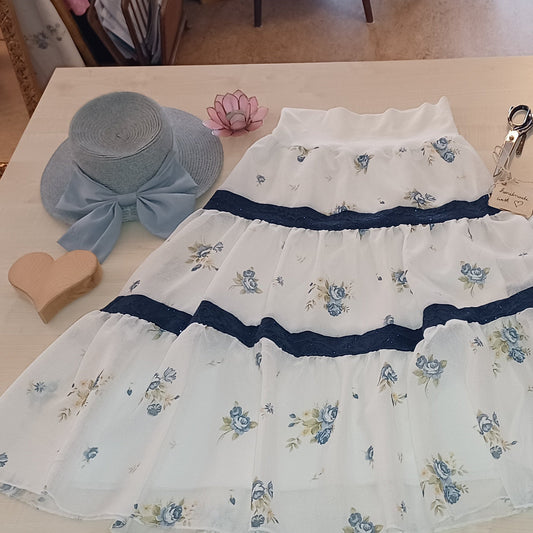 "Rose" Damen Stufenrock MiniMe blau