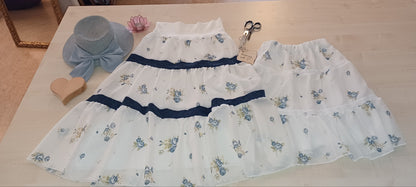 "Rose" Kinder Stufenrock MiniMe blau