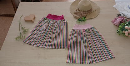 "Maiglöckchen" Kinderrock mit elastischem Bund gestreift pink Gr. 110
